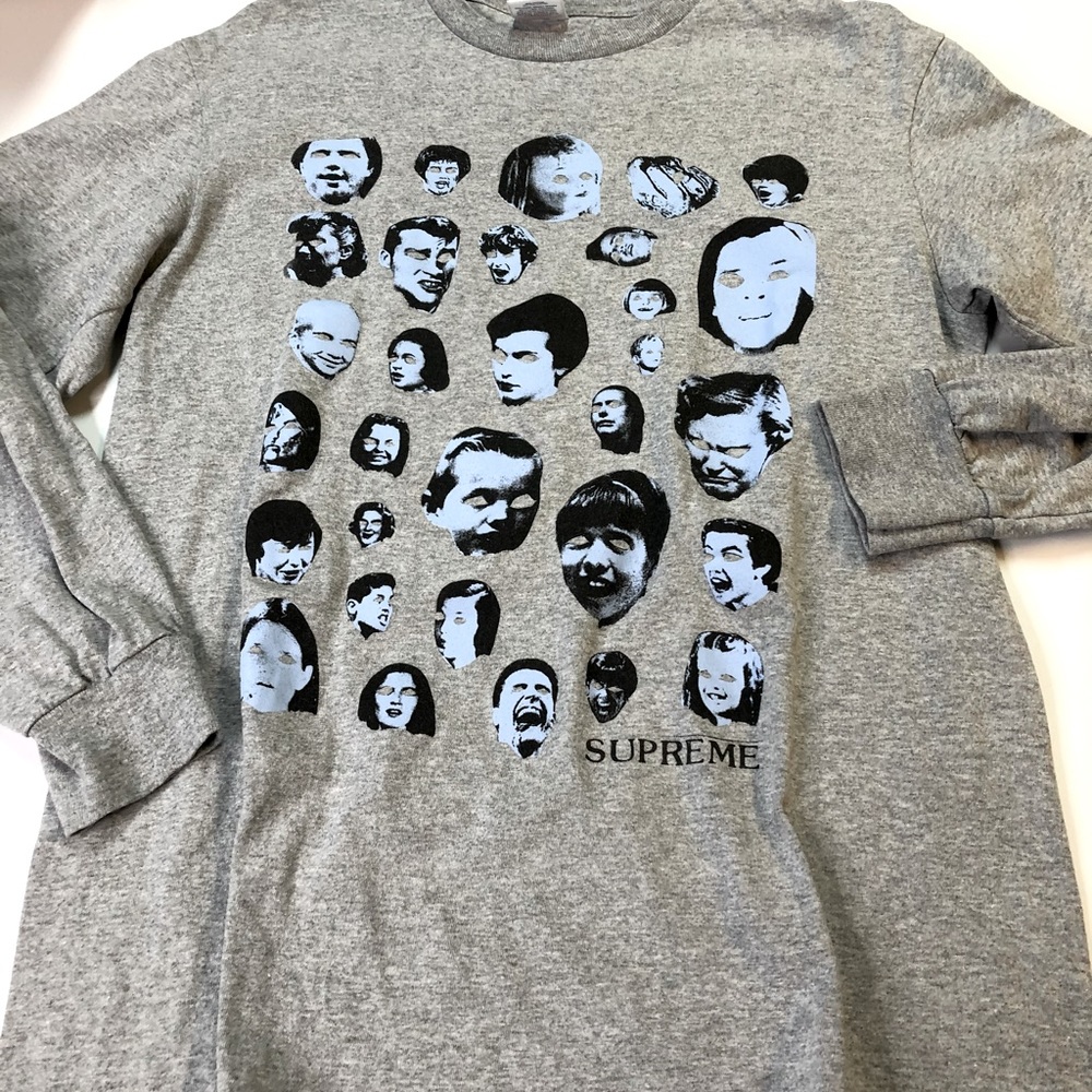 Supreme Faces Long Sleeve Gray T-Shirt Sz Small